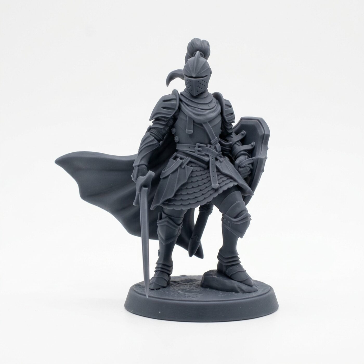 Chivalrian Knight A - Gray Resin 3D Printed Miniature