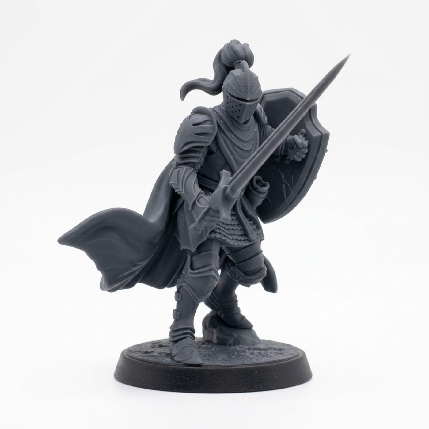 Chivalrian Knight B - Gray Resin 3D Printed Miniature