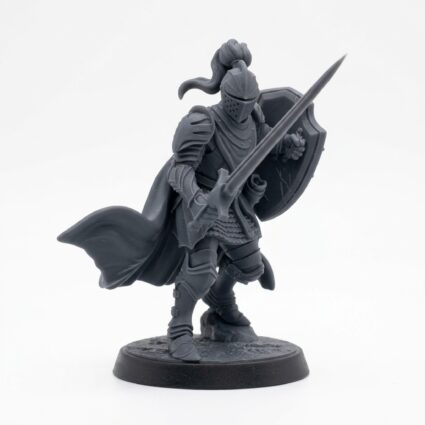 Chivalrian Knight B - Gray Resin 3D Printed Miniature