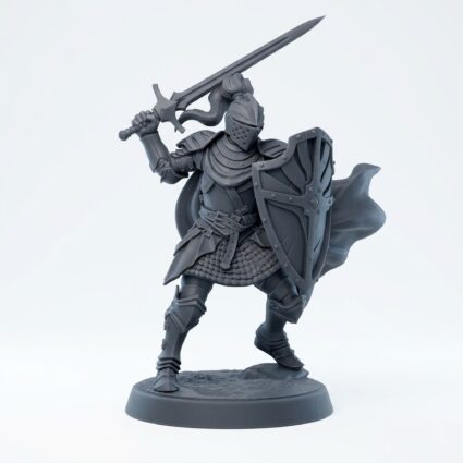 Chivalrian Knight C - Gray Resin 3D Printed Miniature