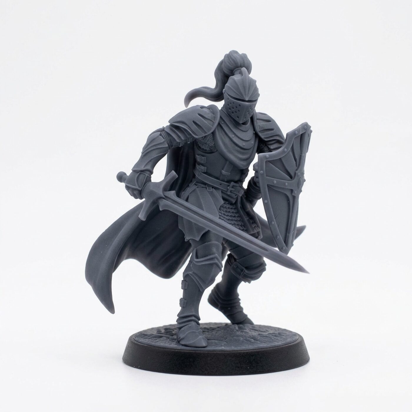 Chivalrian Knight D - Gray Resin 3D Printed Miniature
