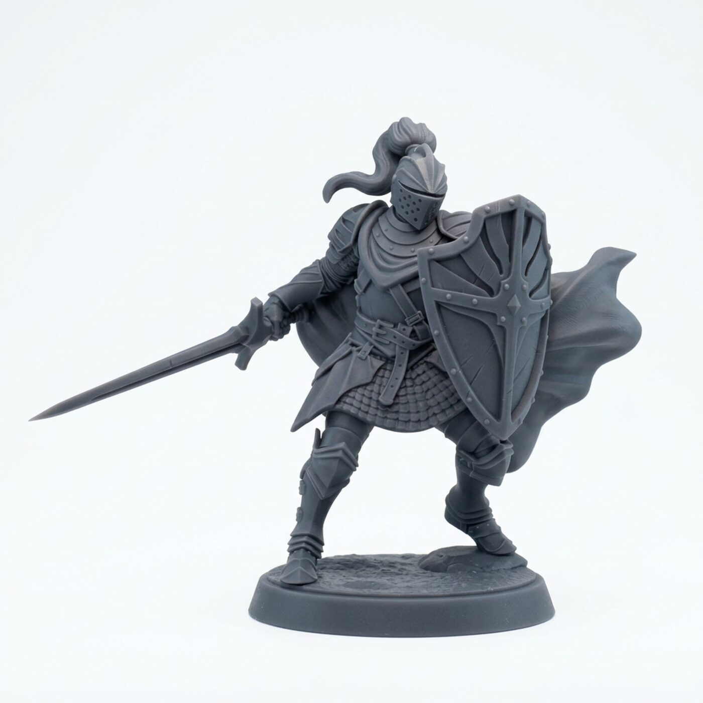 Chivalrian Knight E - Gray Resin 3D Printed Miniature