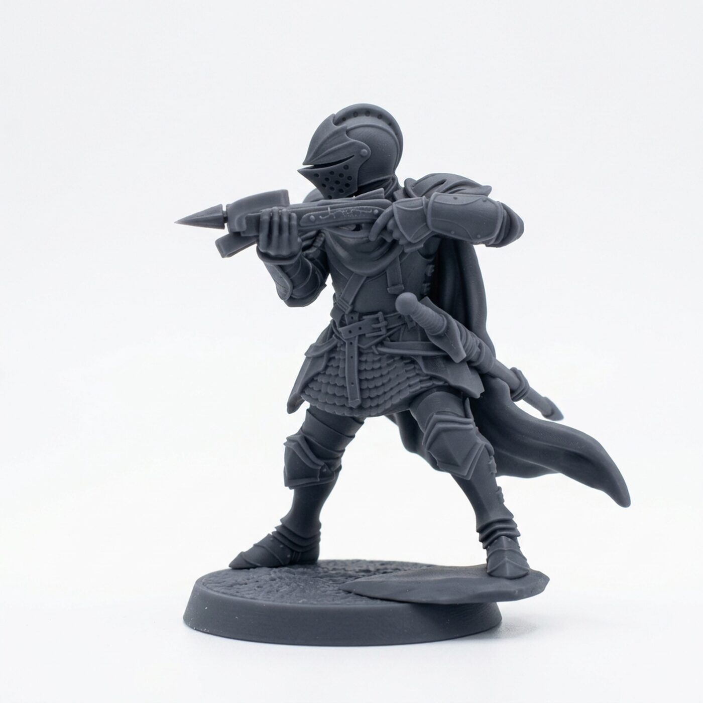 Chivalrian Knight Crossbow B - Gray Resin 3D Printed Miniature