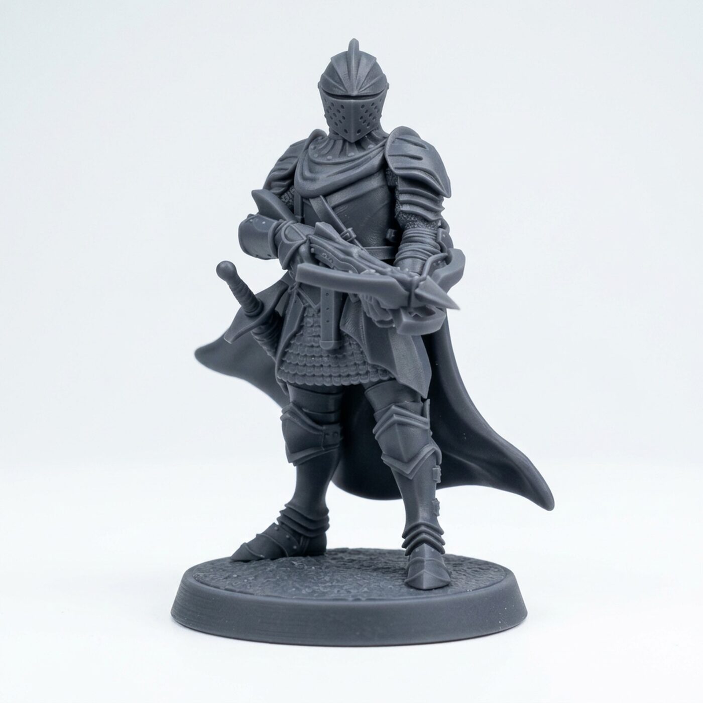 Chivalrian Knight Crossbow D - Gray Resin 3D Printed Miniature