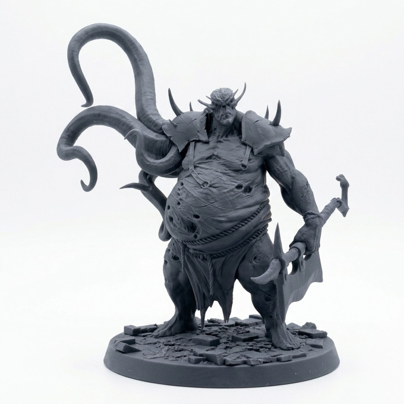 Corrupt Executioner Axe - Gray Resin 3D Printed Miniature