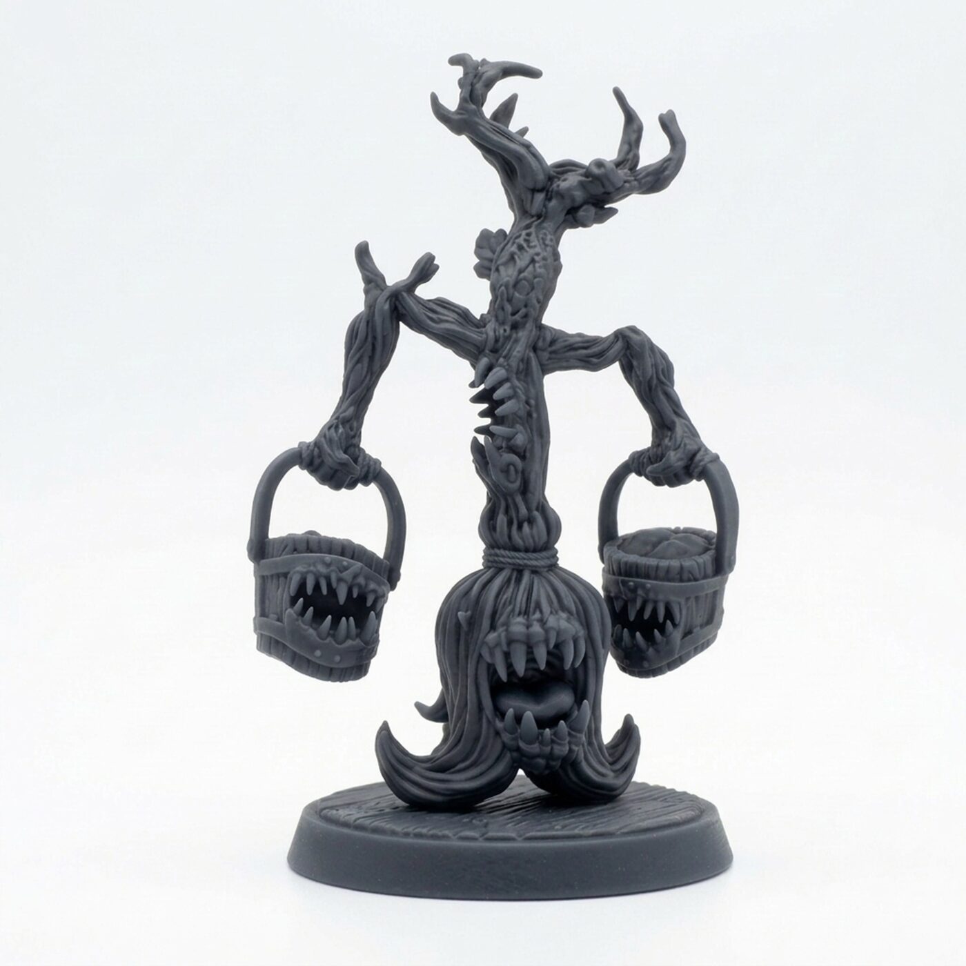 Crazed Broom A - Gray Resin 3D Printed Miniature
