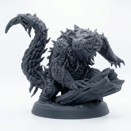 Crocagon C - Gray Resin 3D Printed Miniature