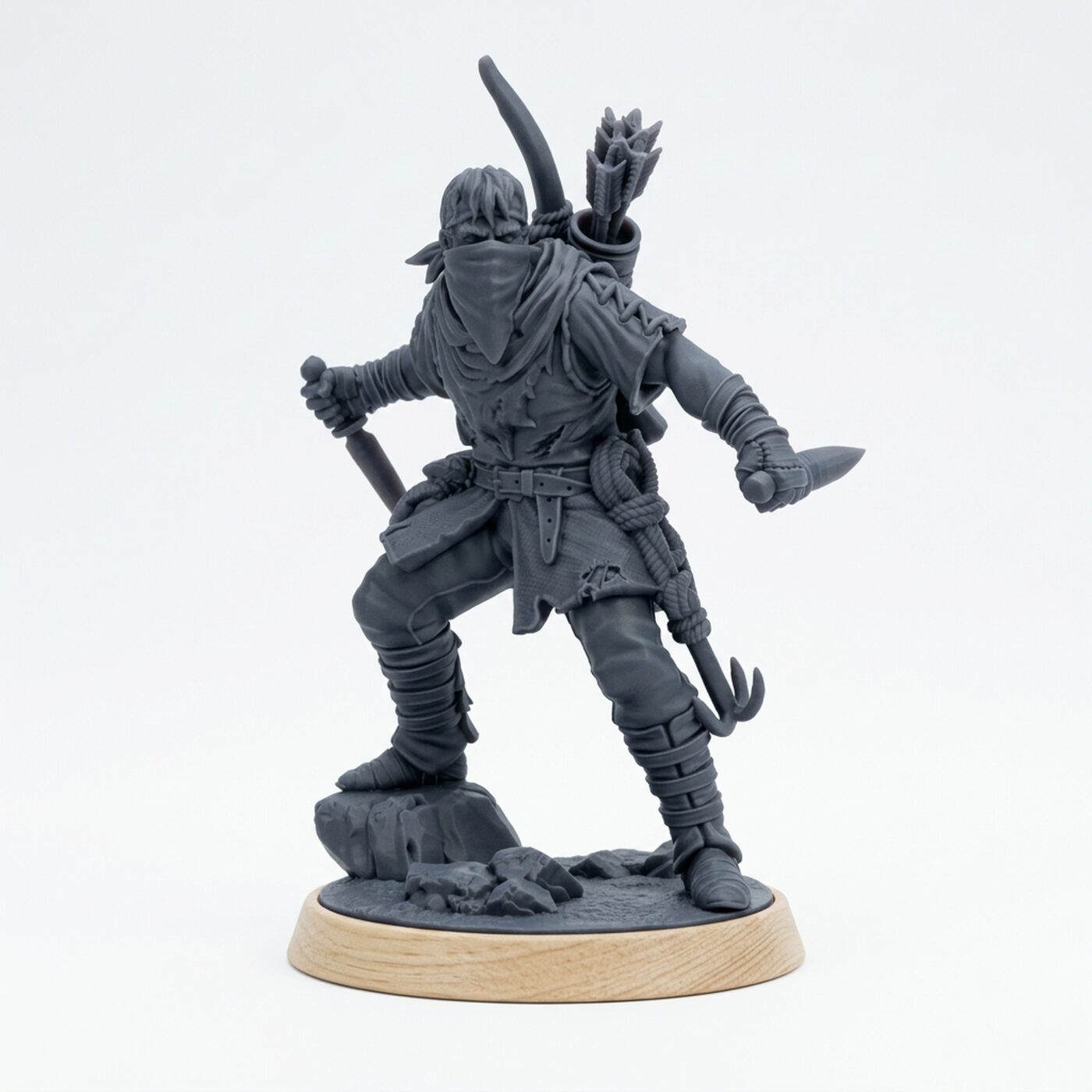 Cutthroat Bandit 4 Masked - Gray Resin 3D Printed Miniature