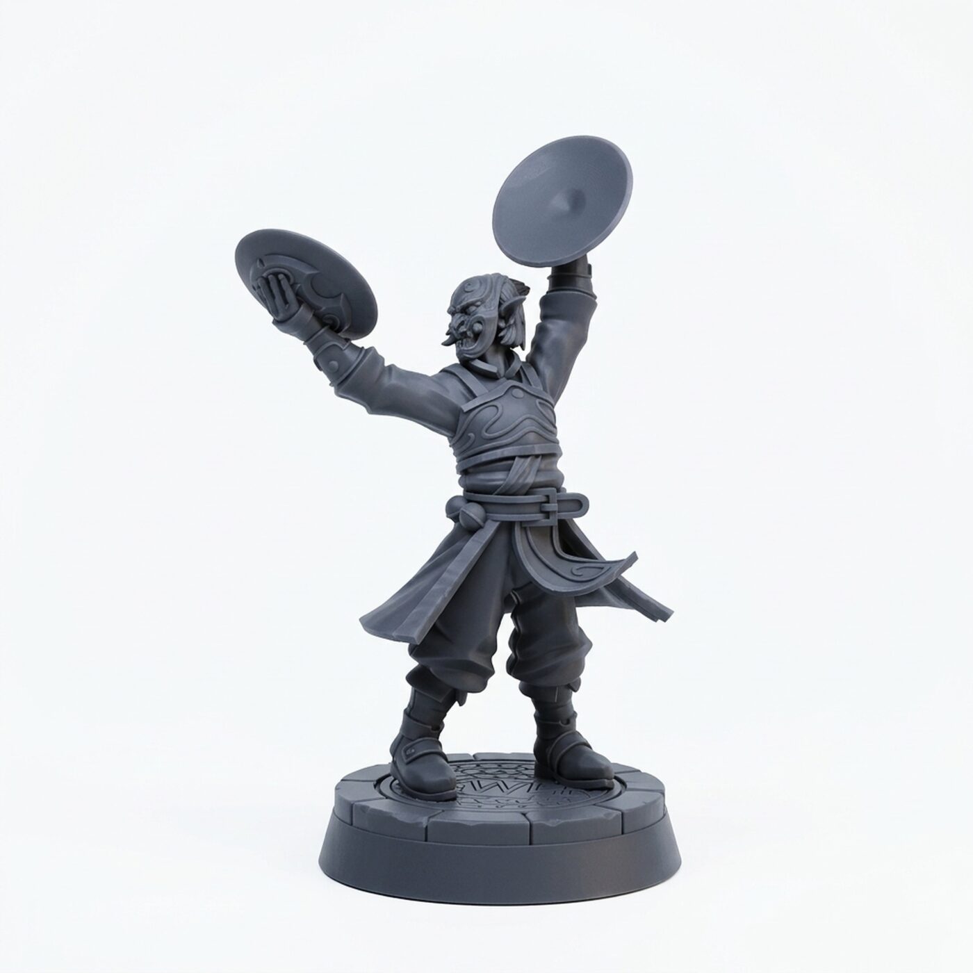 Cymbal Bard - Gray Resin 3D Printed Miniature