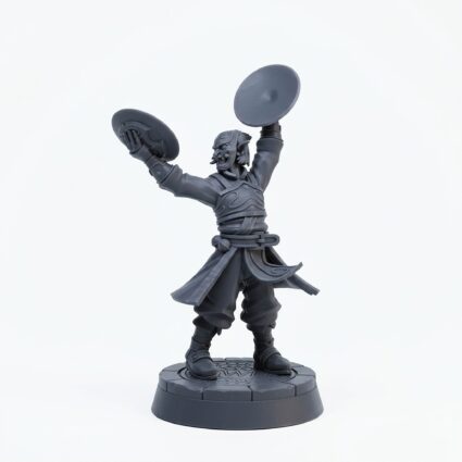 Cymbal Bard - Gray Resin 3D Printed Miniature