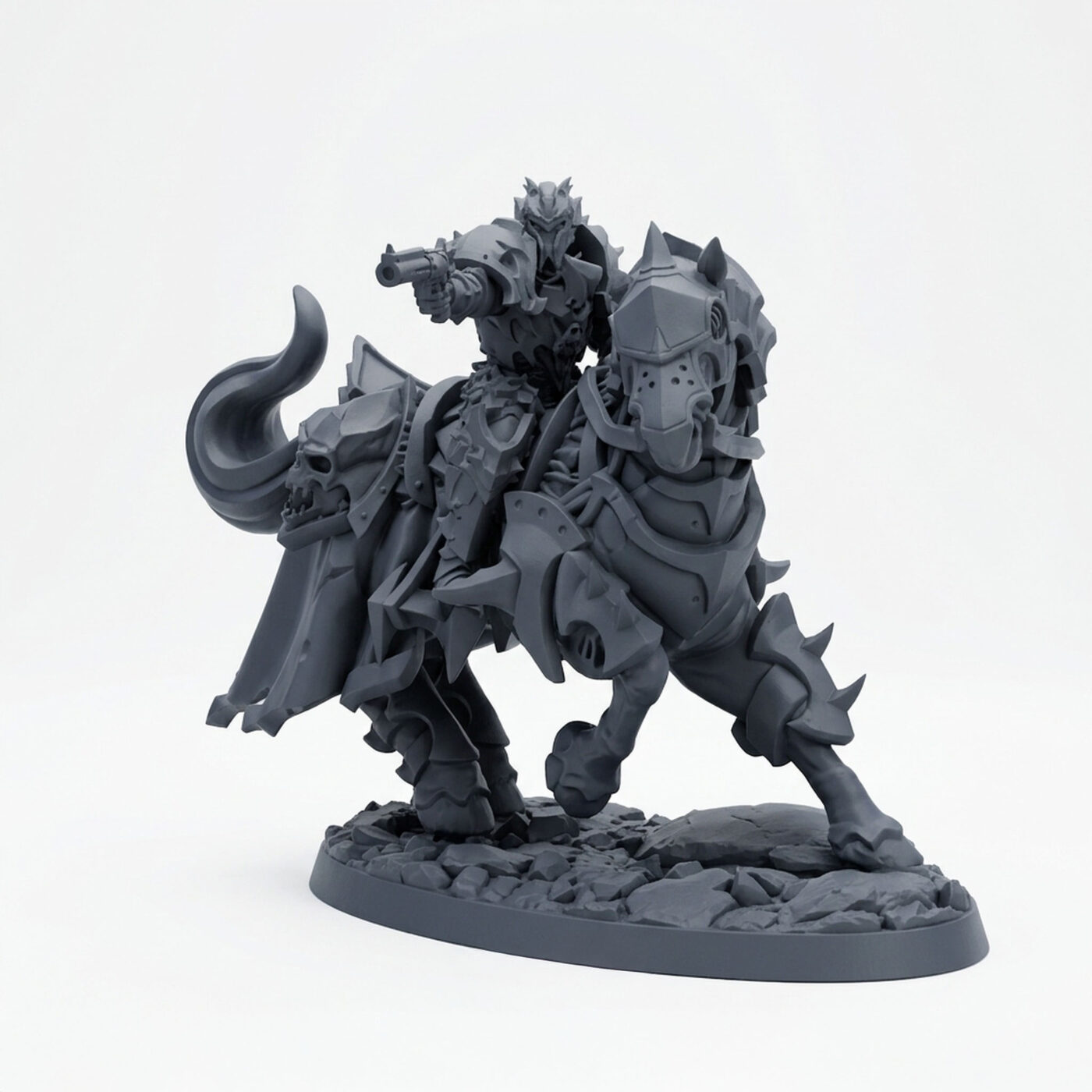 Deathrider Horse B - Gray Resin 3D Printed Miniature
