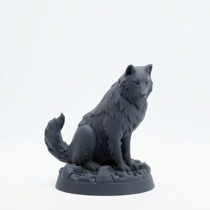 Dire Wolf - Gray Resin 3D Printed Miniature
