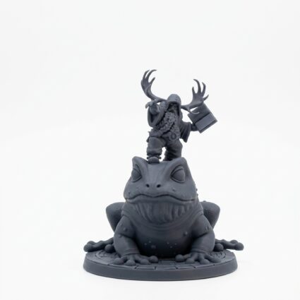 Druid Toad Rider - Gray Resin 3D Printed Miniature