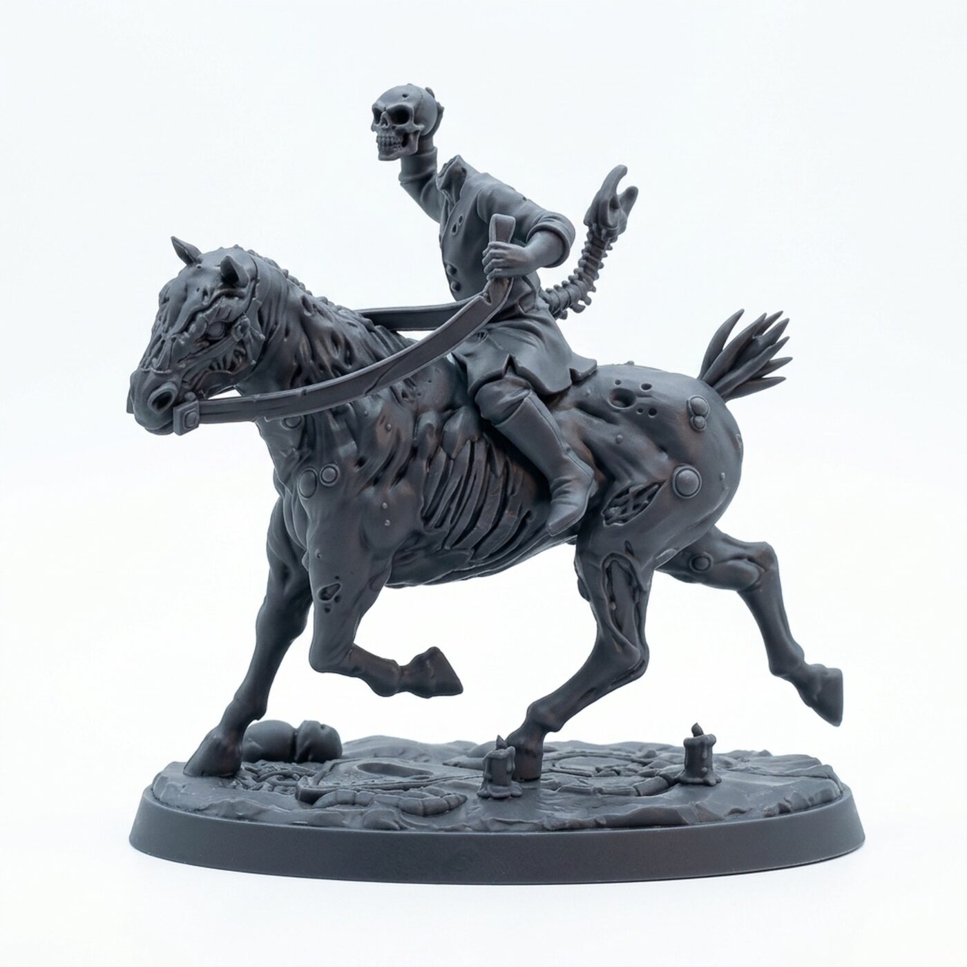 Dullahan Headless Rider A - Gray Resin 3D Printed Miniature