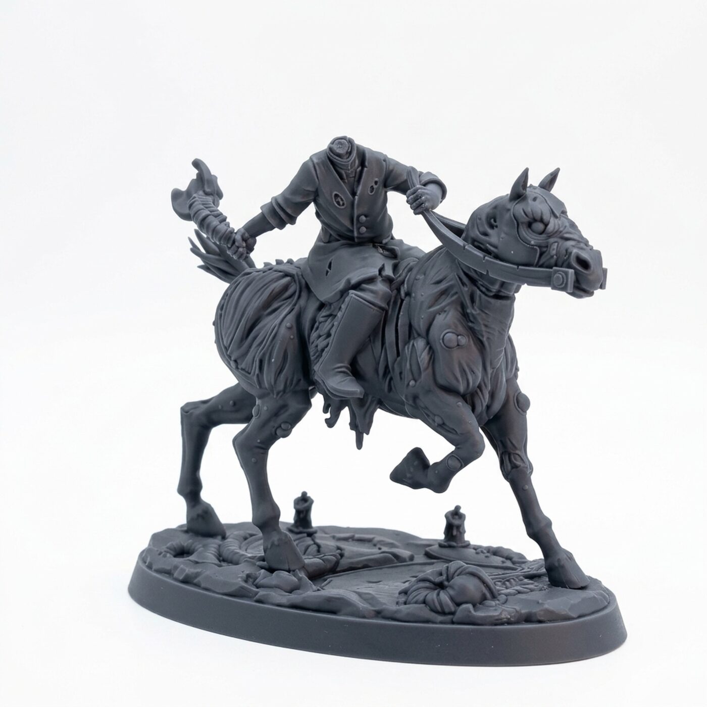 Dullahan Headless Rider B - Gray Resin 3D Printed Miniature
