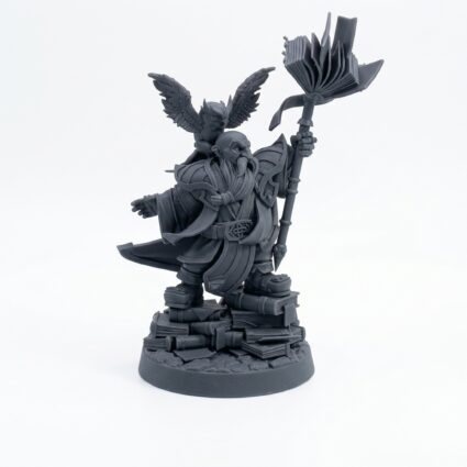 Dwarf Runesage Diogen - Gray Resin 3D Printed Miniature