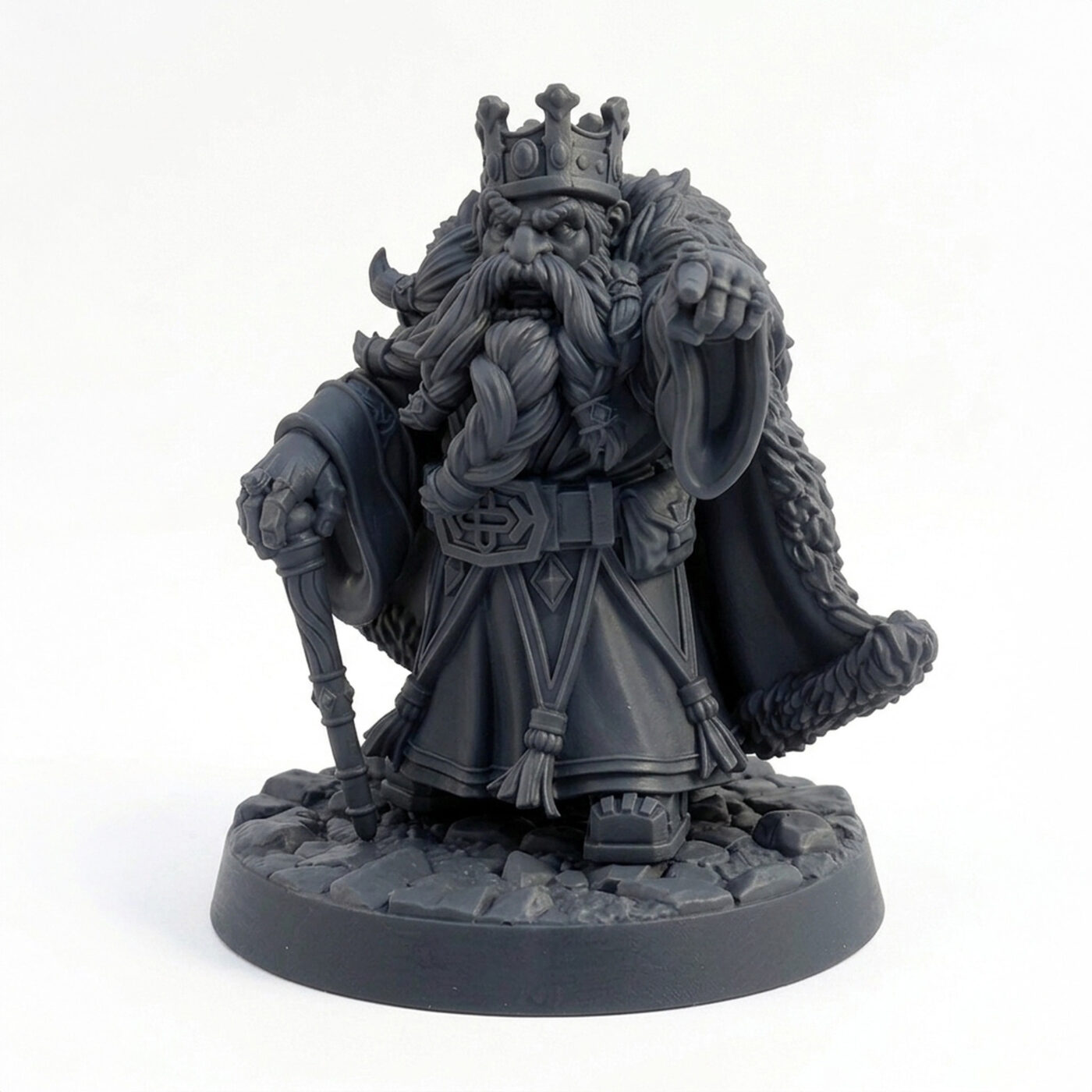 Dwarven King Durnar Goldheart - Gray Resin 3D Printed Miniature