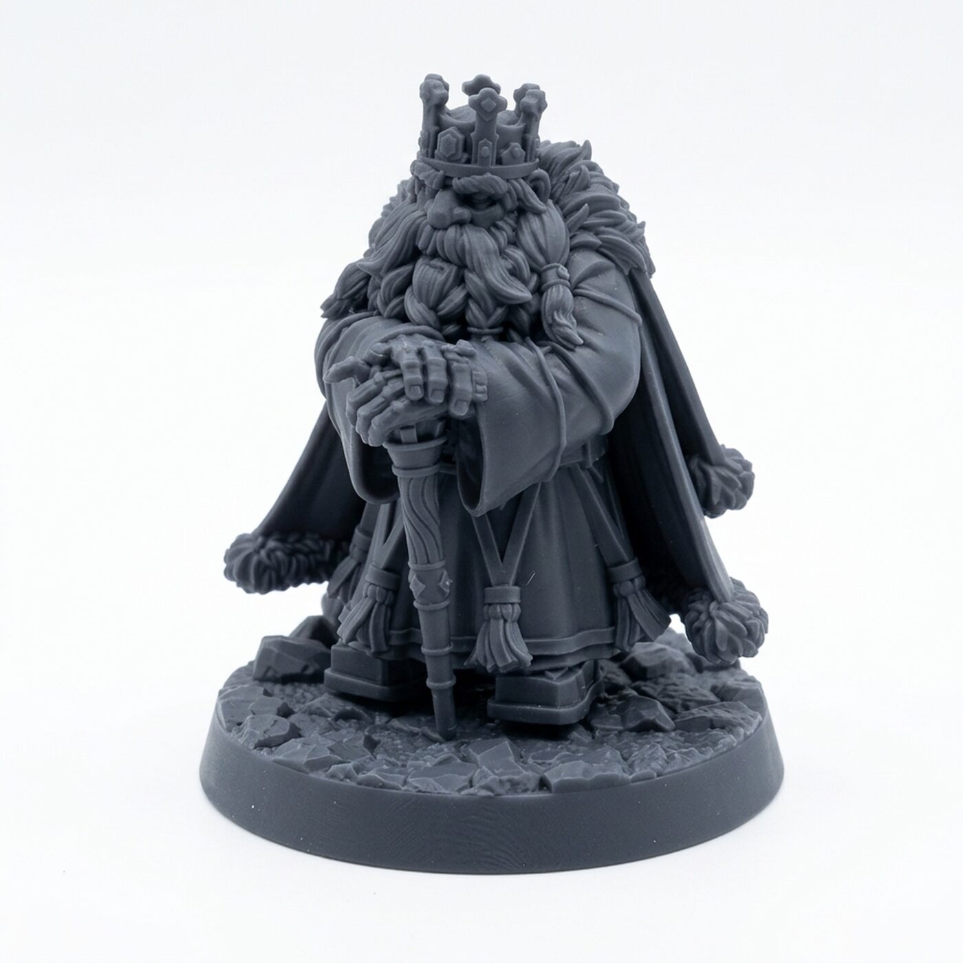 Dwarven King Durnar Goldheart B - Gray Resin 3D Printed Miniature