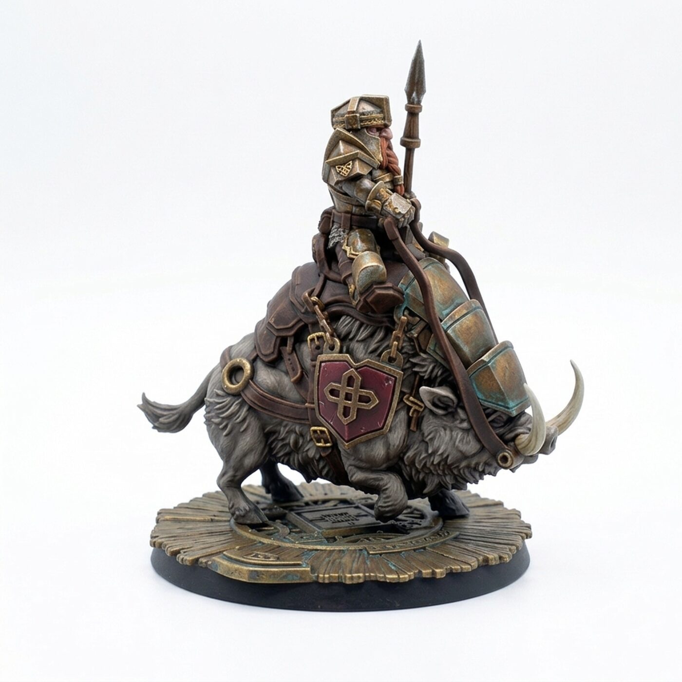 Dwarven Rider With Spear Bhammon - Painted 3D Printed Miniature