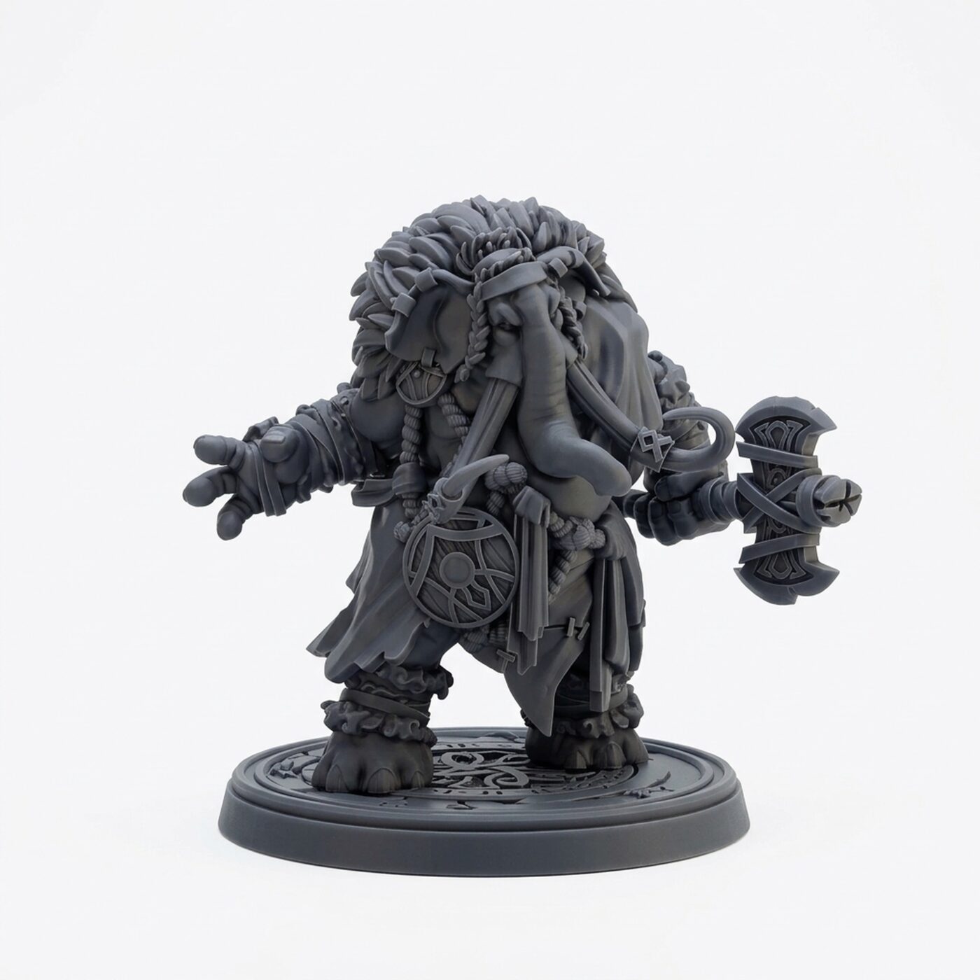 Elephantfolk Viking - Gray Resin 3D Printed Miniature