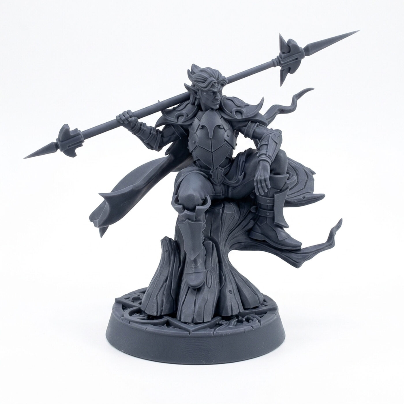 Elf Protector Fandoor Elyar - Gray Resin 3D Printed Miniature