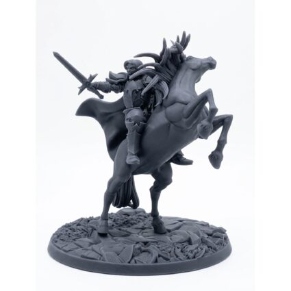 Elven Rider Rearing Unicornhellian - Gray Resin 3D Printed Miniature