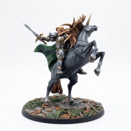 Elven Rider Rearing Unicornhellian - Painted 3D Printed Miniature
