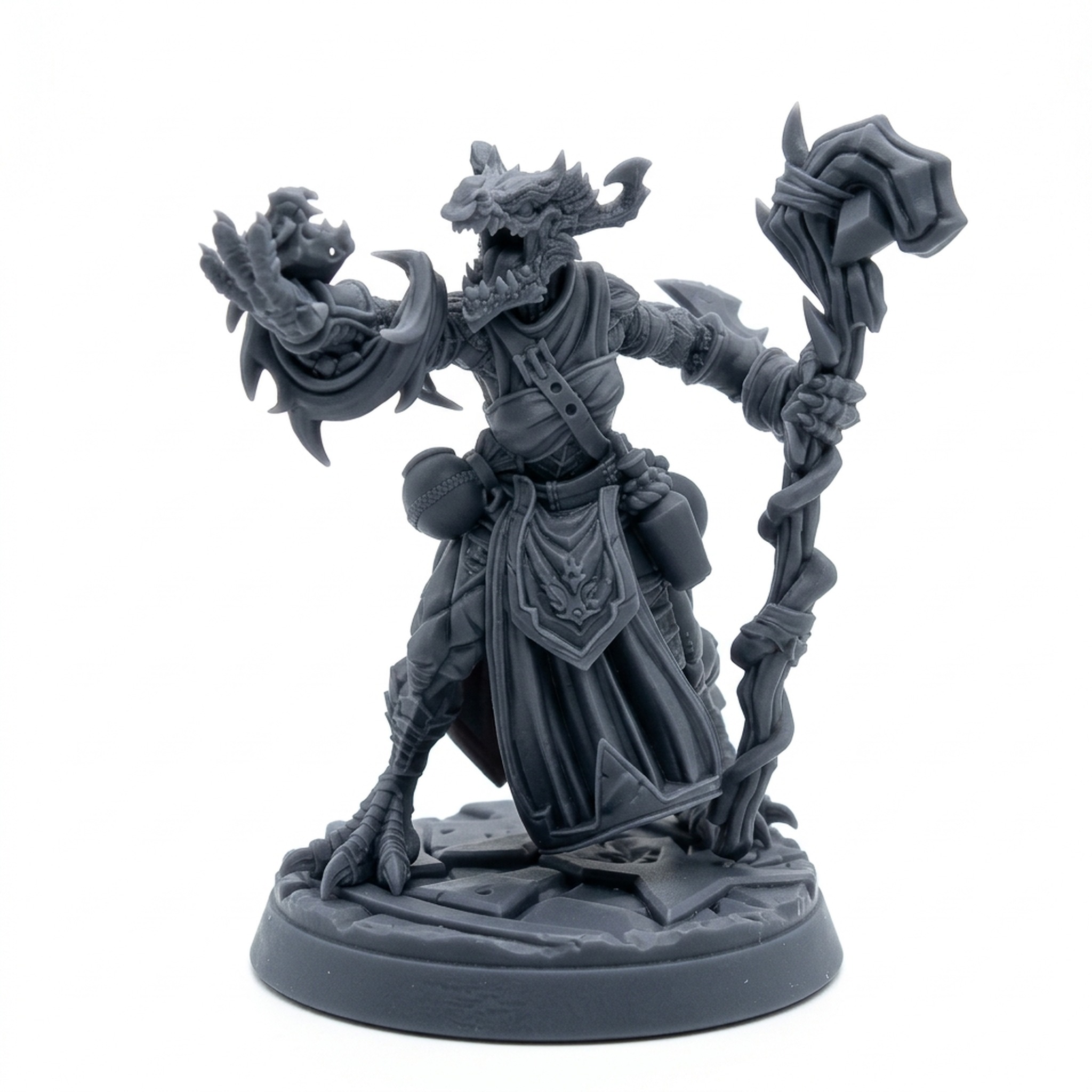 Ember Protector B - Gray Resin 3D Printed Miniature