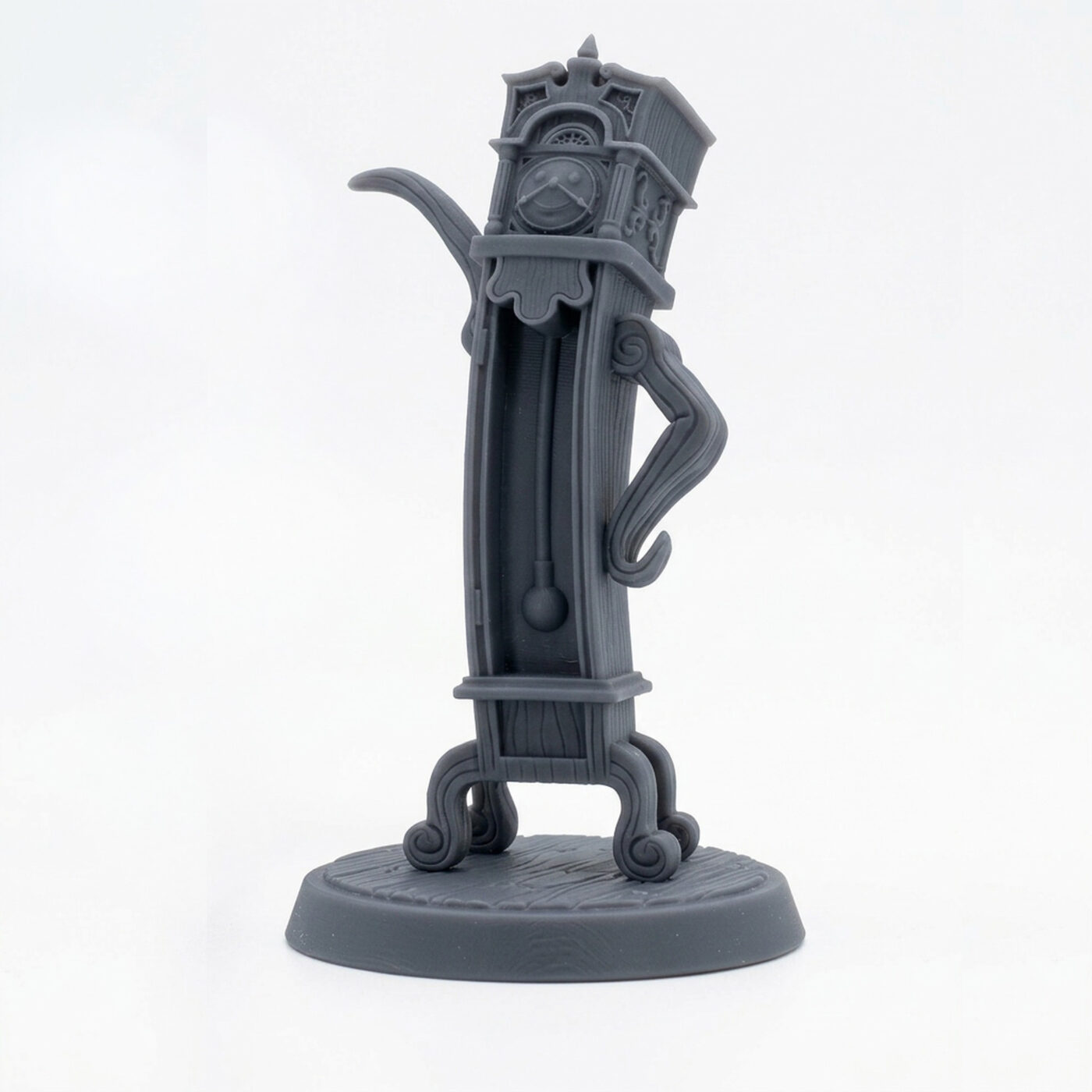 Enchanted Grandfather Clock - Gray Resin 3D Printed Miniature