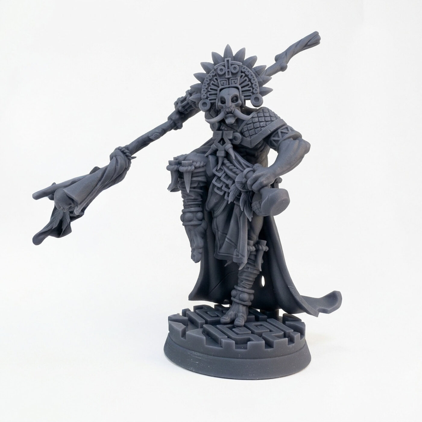 Eztli Ikal Shaman B - Gray Resin 3D Printed Miniature