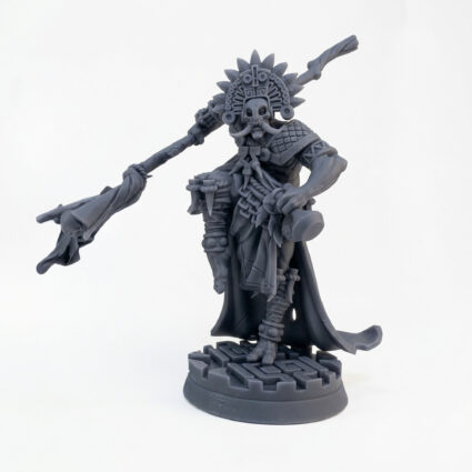 Eztli Ikal Shaman B - Gray Resin 3D Printed Miniature