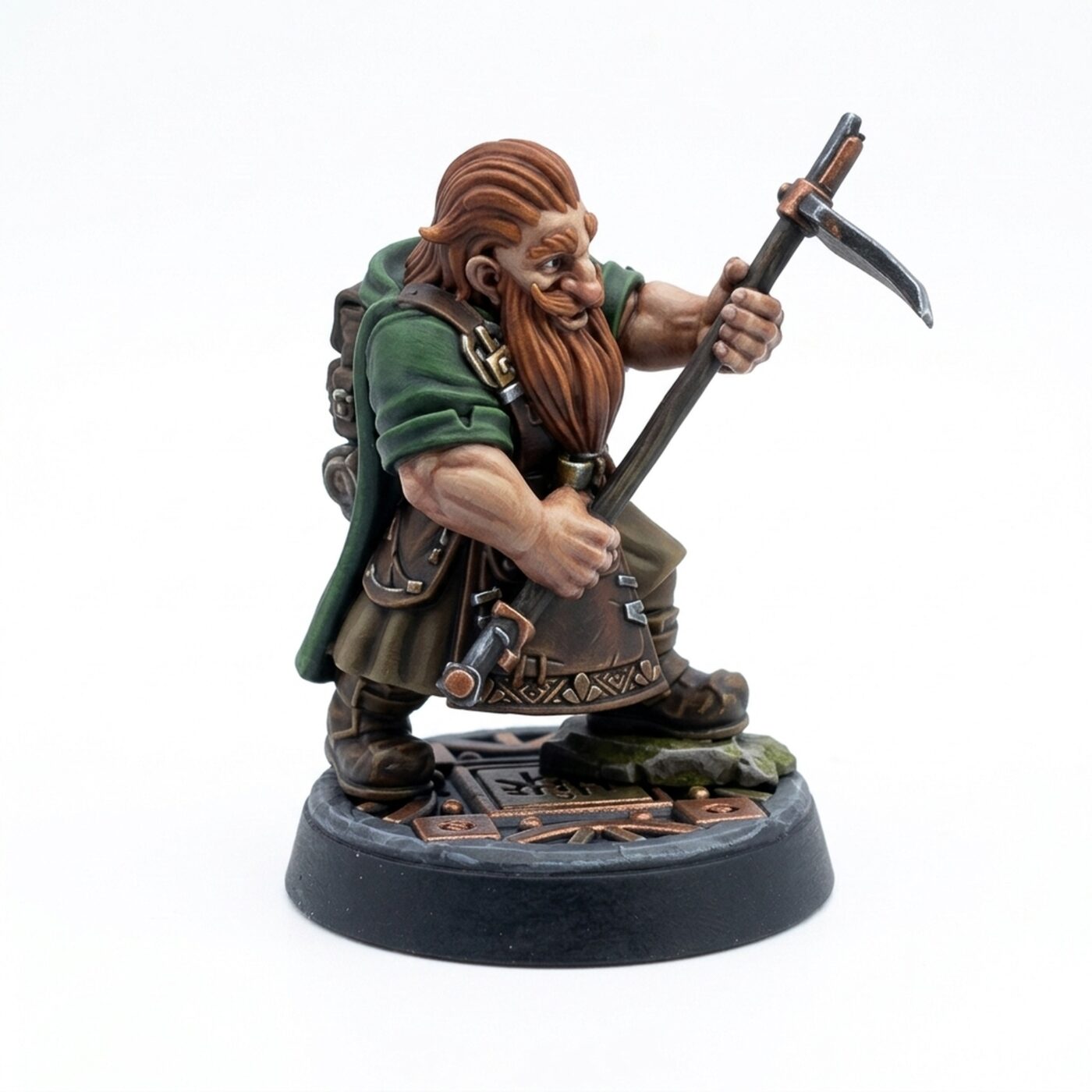 Farmer Otteren Male Holding Hoe - Painted 3D Printed Miniature