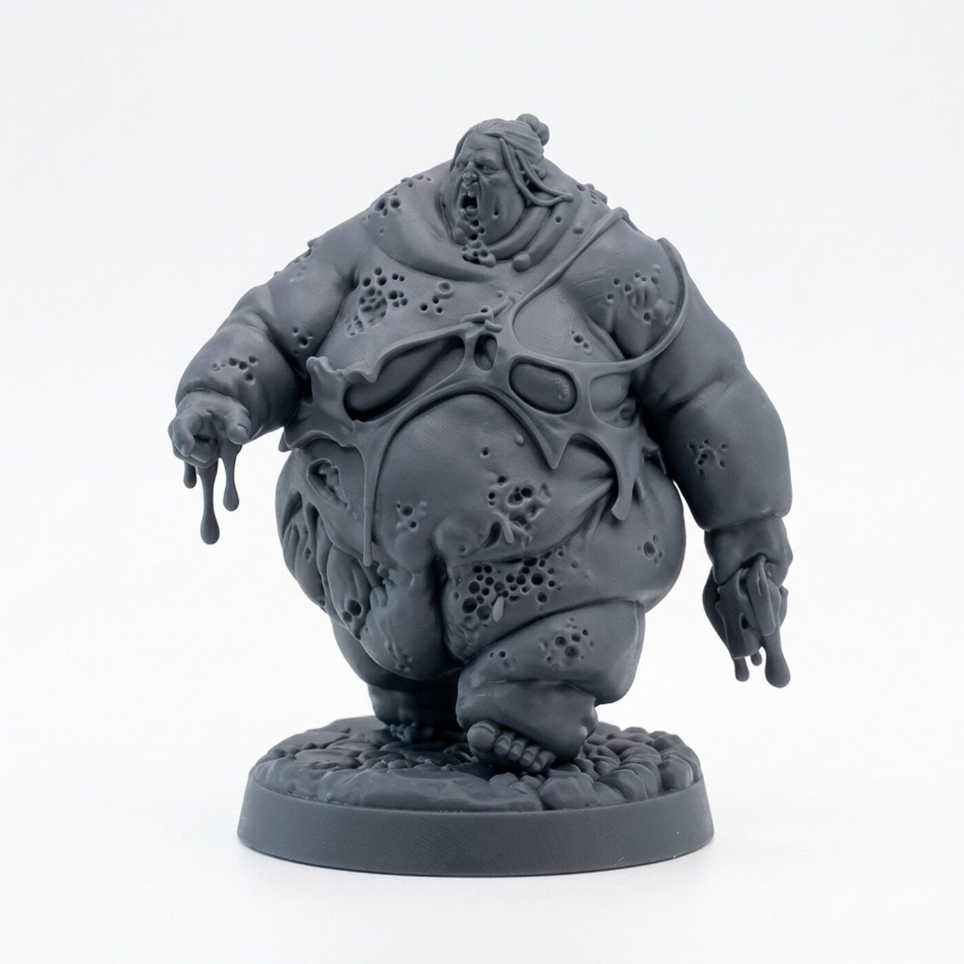 Fat Zombie B - Gray Resin 3D Printed Miniature