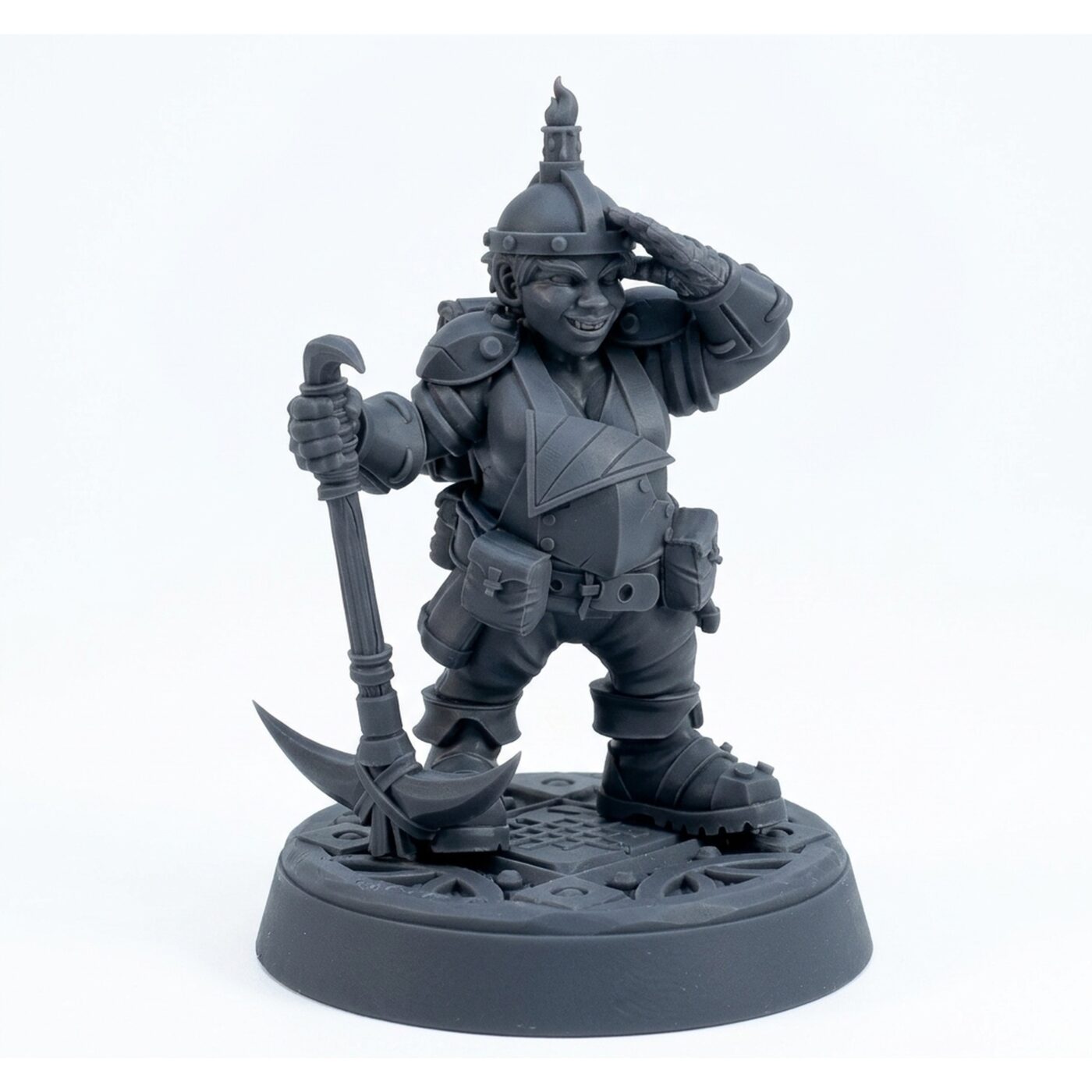 Female Miner Dula - Gray Resin 3D Printed Miniature