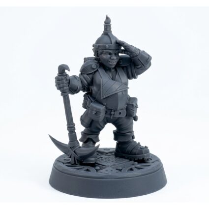 Female Miner Dula - Gray Resin 3D Printed Miniature