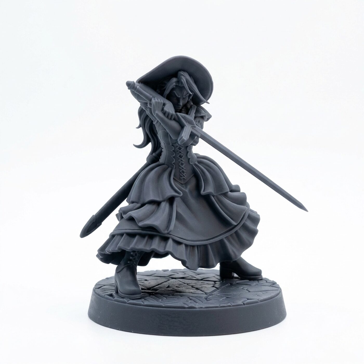Fighter Lady - Gray Resin 3D Printed Miniature