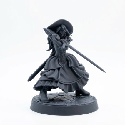 Fighter Lady - Gray Resin 3D Printed Miniature