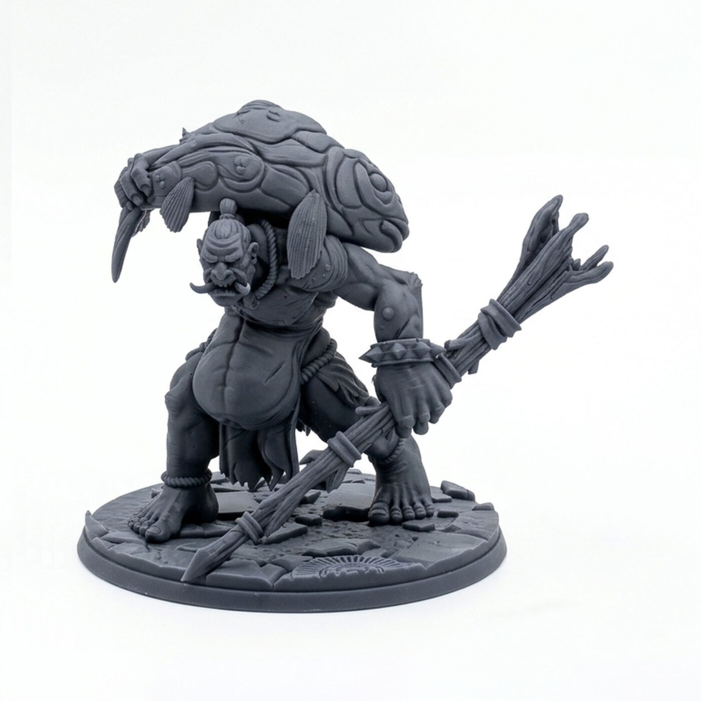 Fisher Troll - Gray Resin 3D Printed Miniature