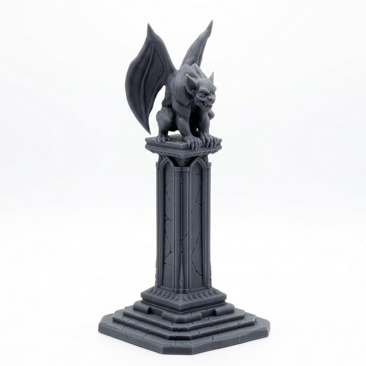 Gargoyle Pillar - Gray Resin 3D Printed Miniature