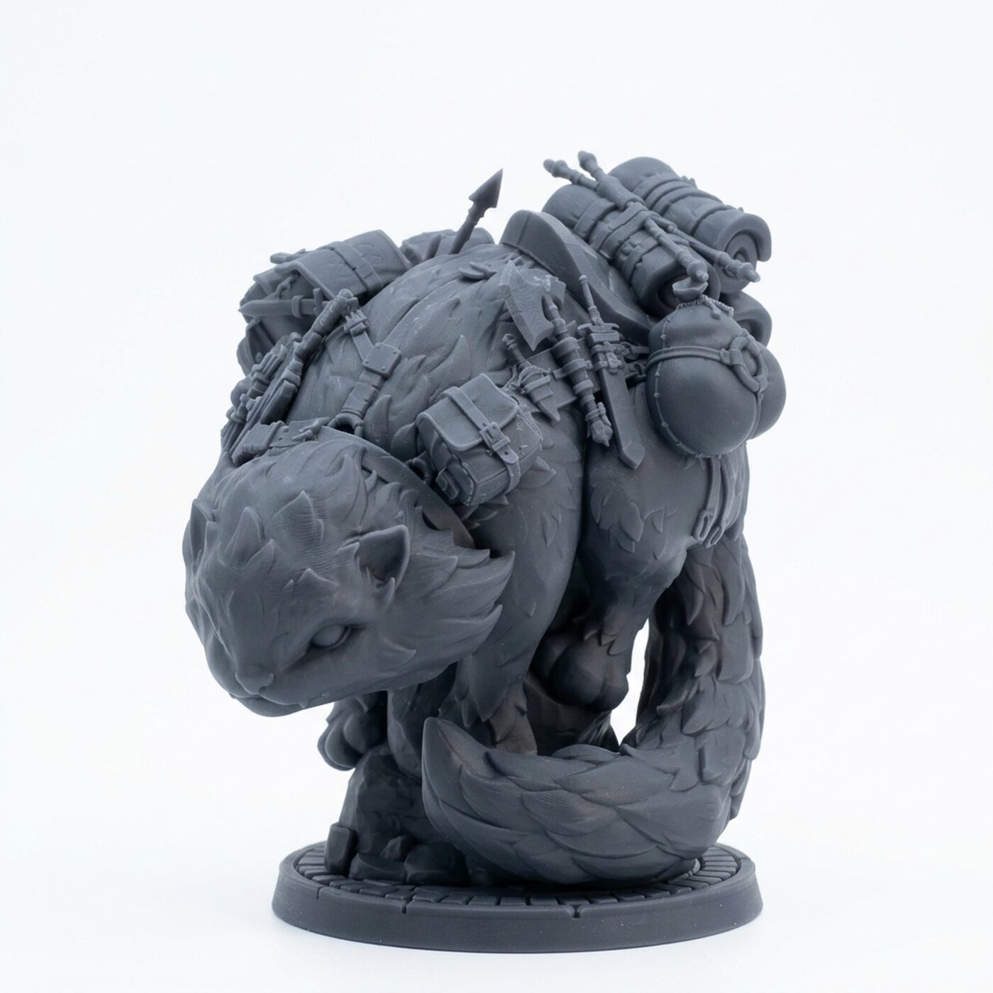 Giant Travel Companion Cat - Gray Resin 3D Printed Miniature
