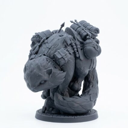 Giant Travel Companion Cat - Gray Resin 3D Printed Miniature