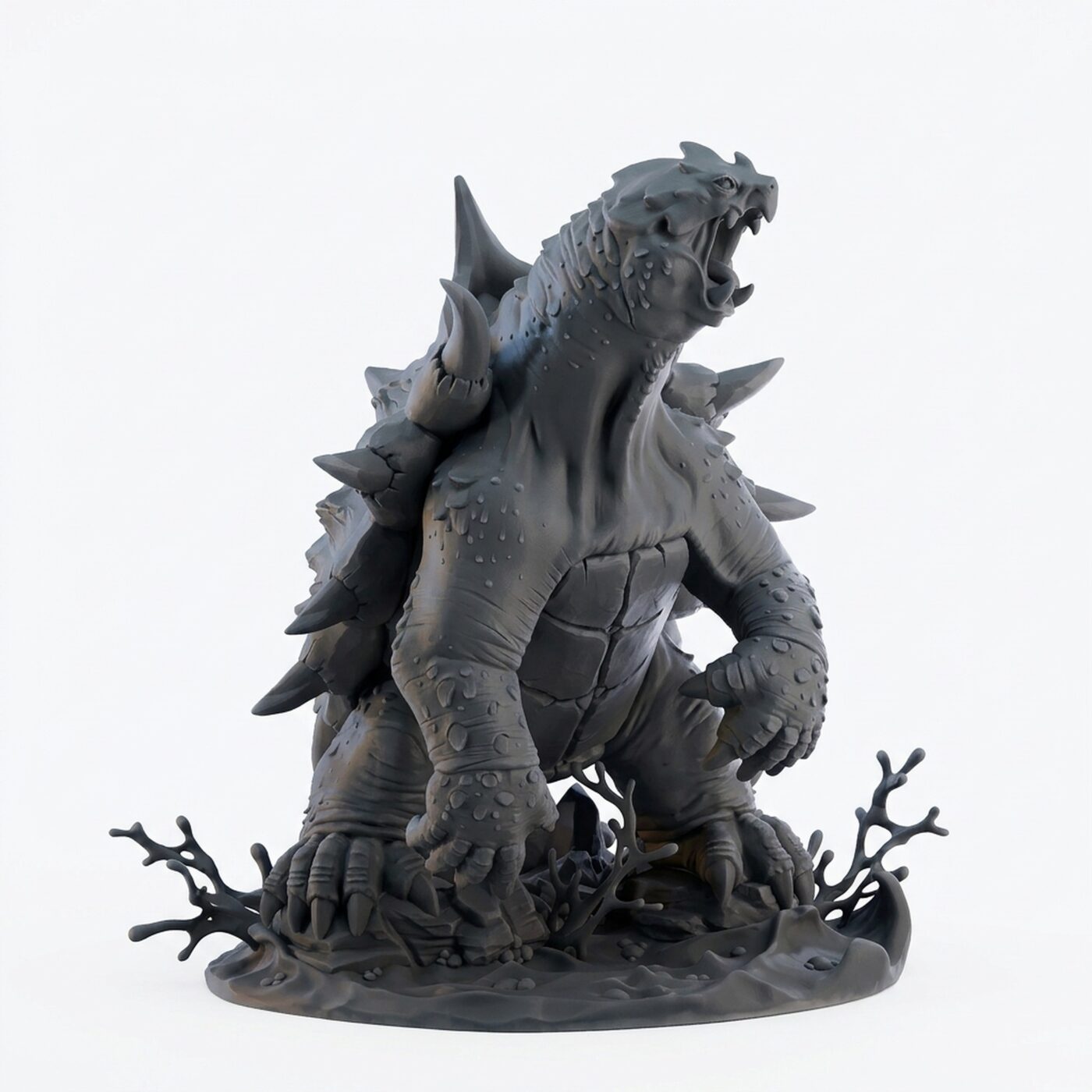 Giant Turtle Complete - Gray Resin 3D Printed Miniature