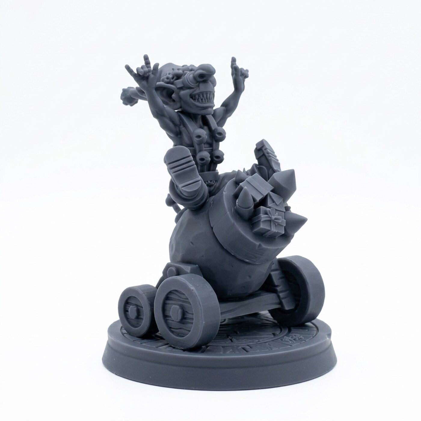 Goblin Firework Cannon - Gray Resin 3D Printed Miniature