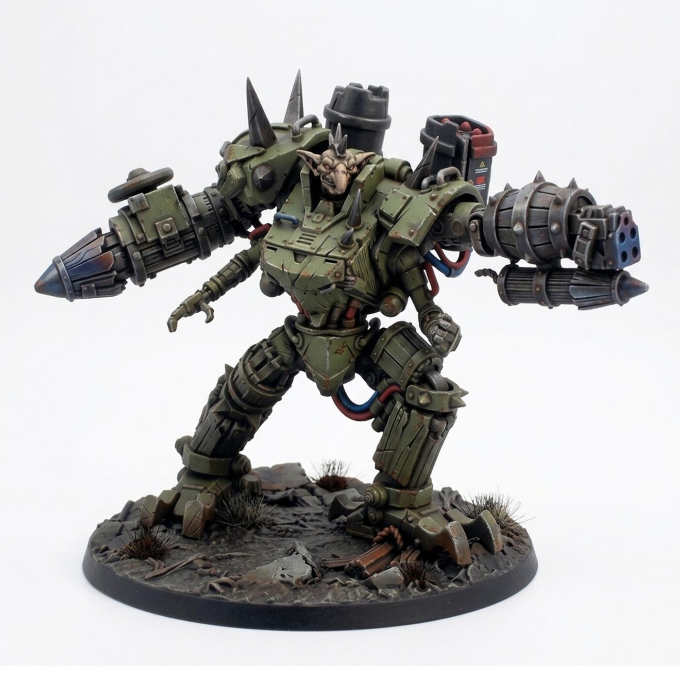 Goblin Meka Pose A Grinning Head - Painted 3D Printed Miniature