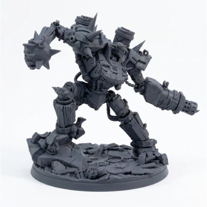 Goblin Meka Pose B Cigar Head - Gray Resin 3D Printed Miniature