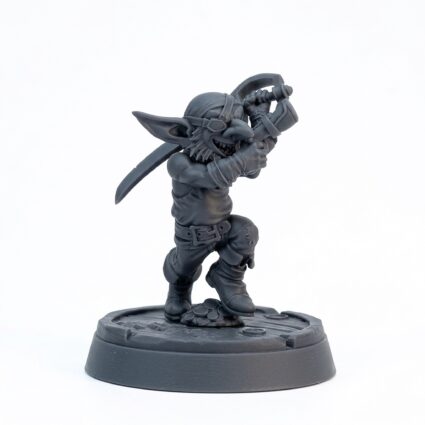 Goblin Pirate Attacking - Gray Resin 3D Printed Miniature