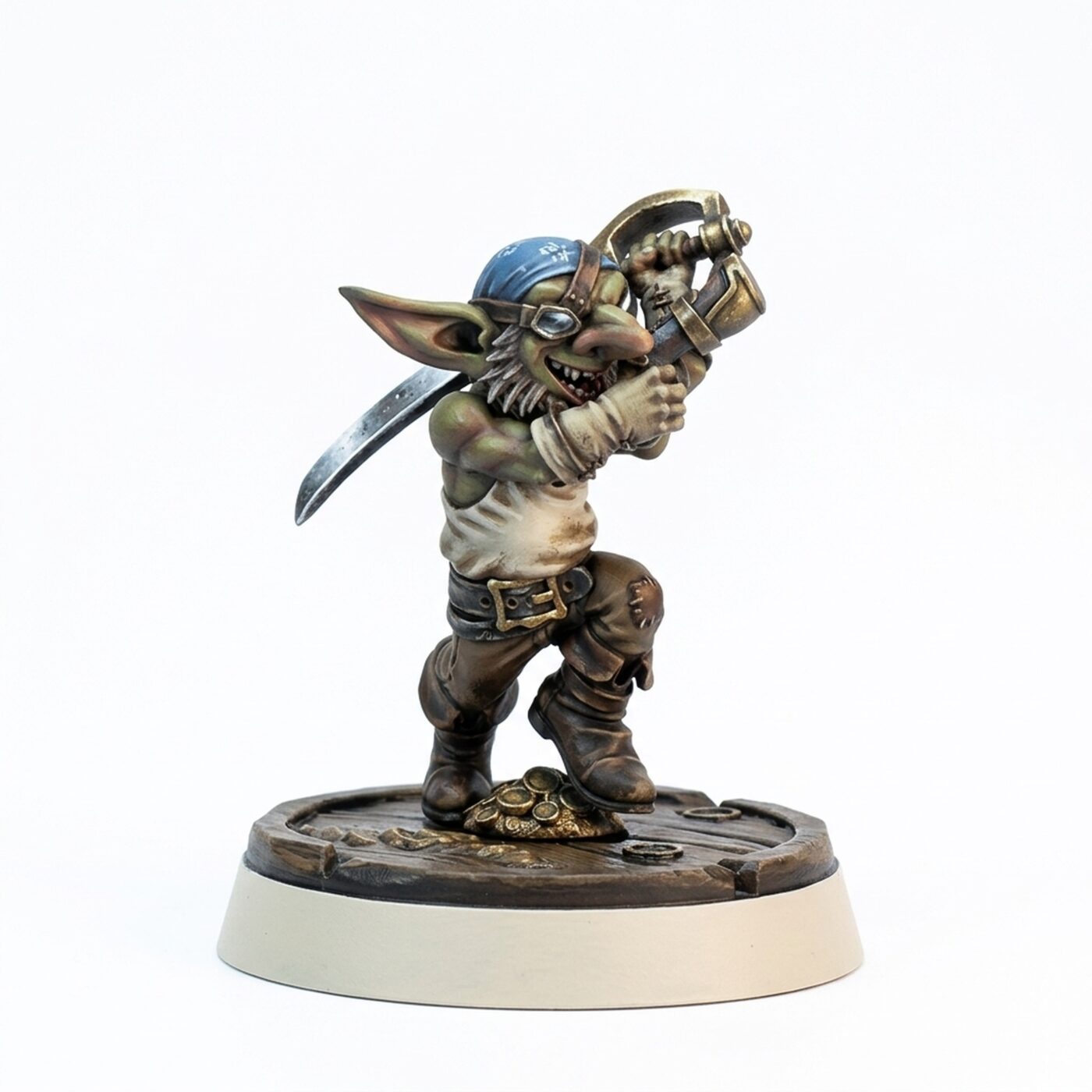 Goblin Pirate Attacking - Painted 3D Printed Miniature