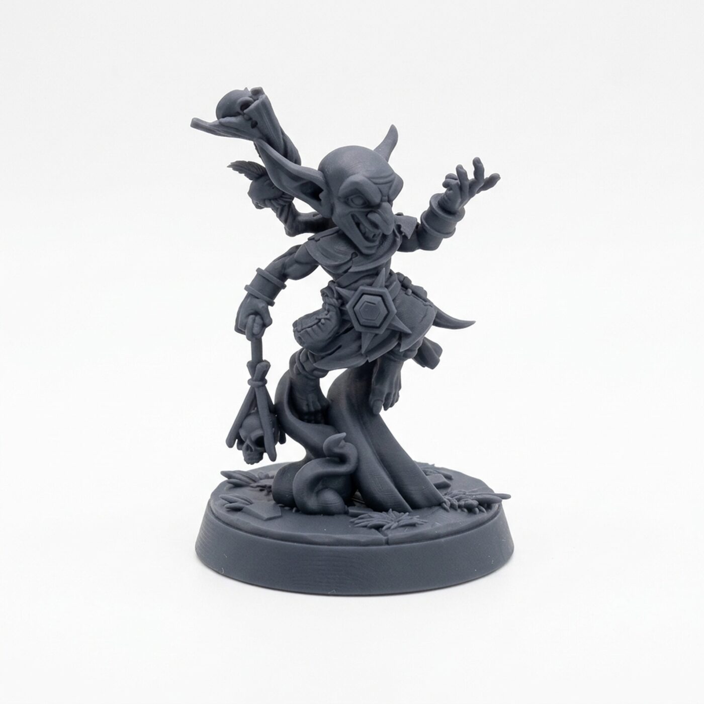 Goblin Warchief Kragger - Gray Resin 3D Printed Miniature