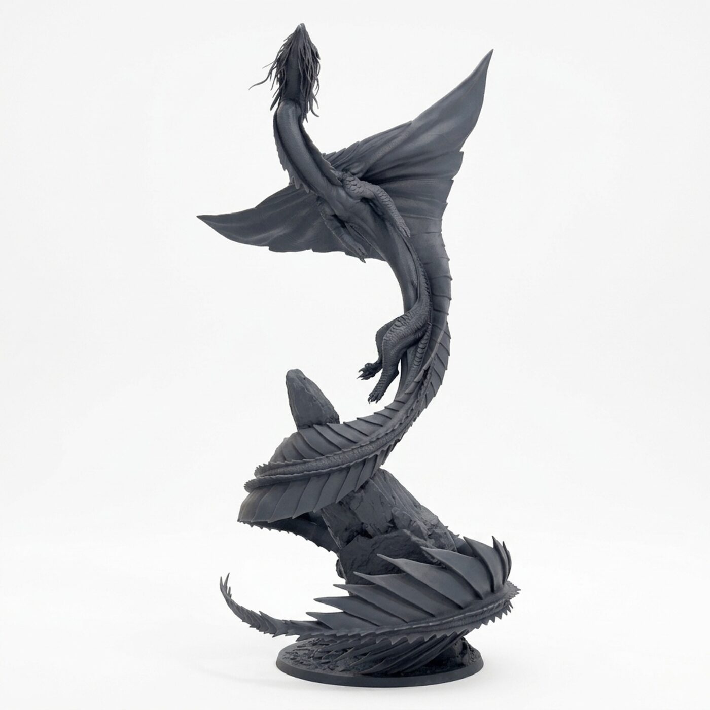 Gold Dragon - Gray Resin 3D Printed Miniature