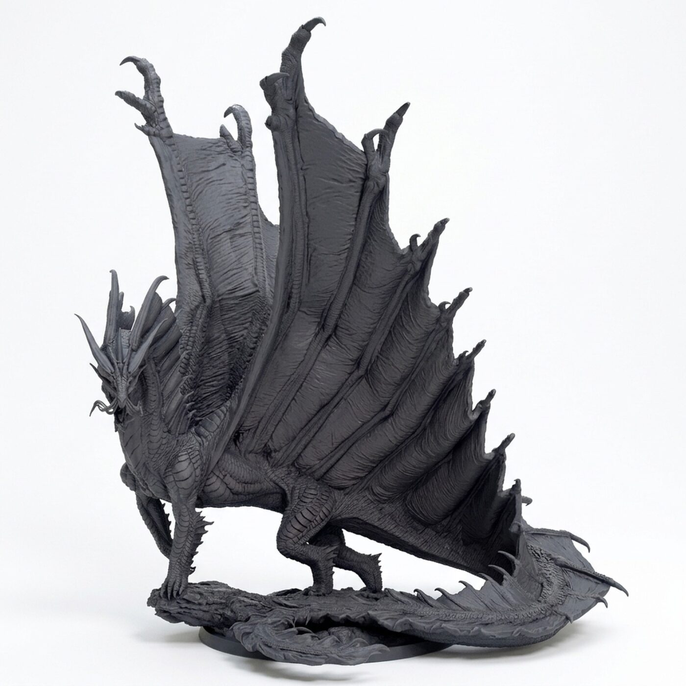Gold Dragon Legendary Walk - Gray Resin 3D Printed Miniature